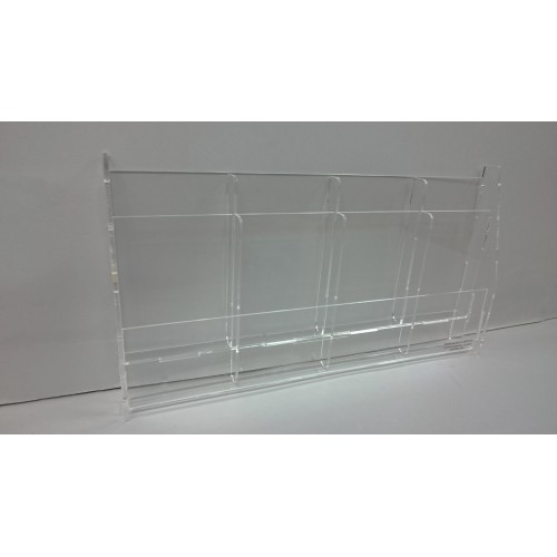Espositore salvaspazio 8 tasche miste. Spessore solo 5,5 cm
